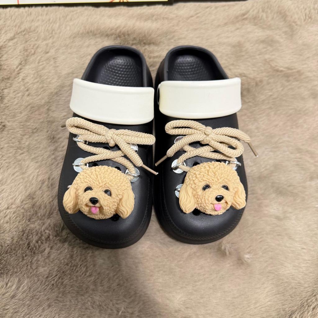 Cartoon puppy small cloth eva hole shoes women's outer wear parent-child versatile soft sole non-slip bag head sandals couple