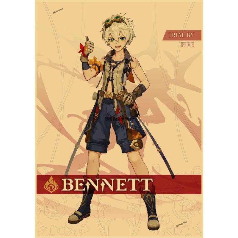 Genshin Impact Cartoon Character Posters Kraft Paper Prints Home Room Decor Study Bedroom Bar Cafe Wall Paintings Wall Stickers