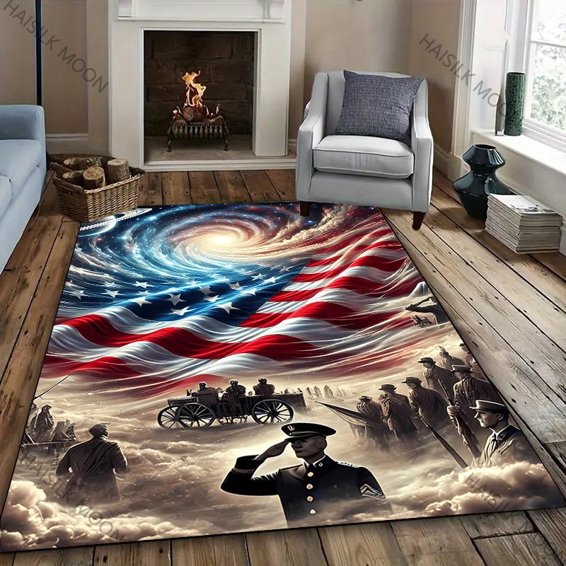 

4th of July Non Slip Rugs Independence Day Printed Carpets for Home Entrance Bedroom Bathroom Decor 40x60cm (16x24in)