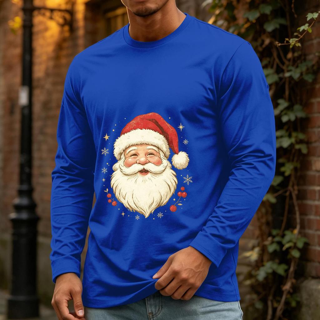 Men's Casual Christmas Long Sleeve Neck Tee