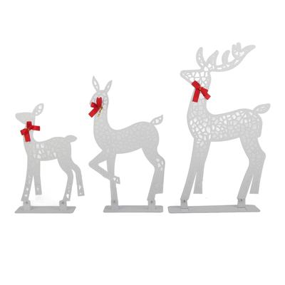 3pcs Lighted Christmas Decoration Deer Home Warm White Light Iron LED Reindeer Family Set Tabletop
