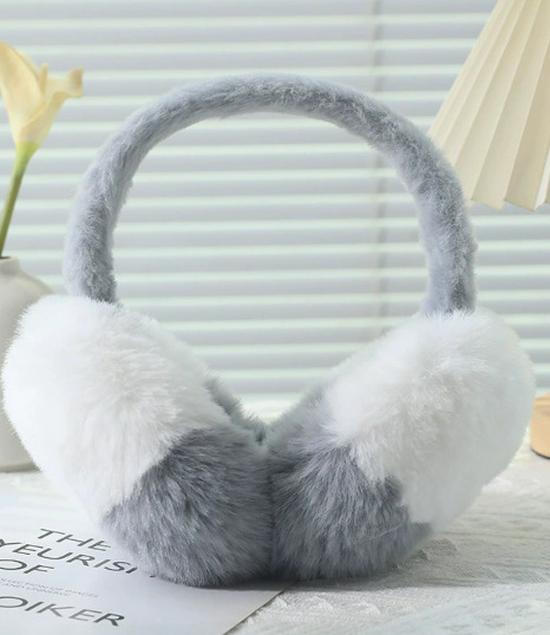 Kolorowe nauszniki składane - Ciepły polar, futro królika, na rower na zewnątrz