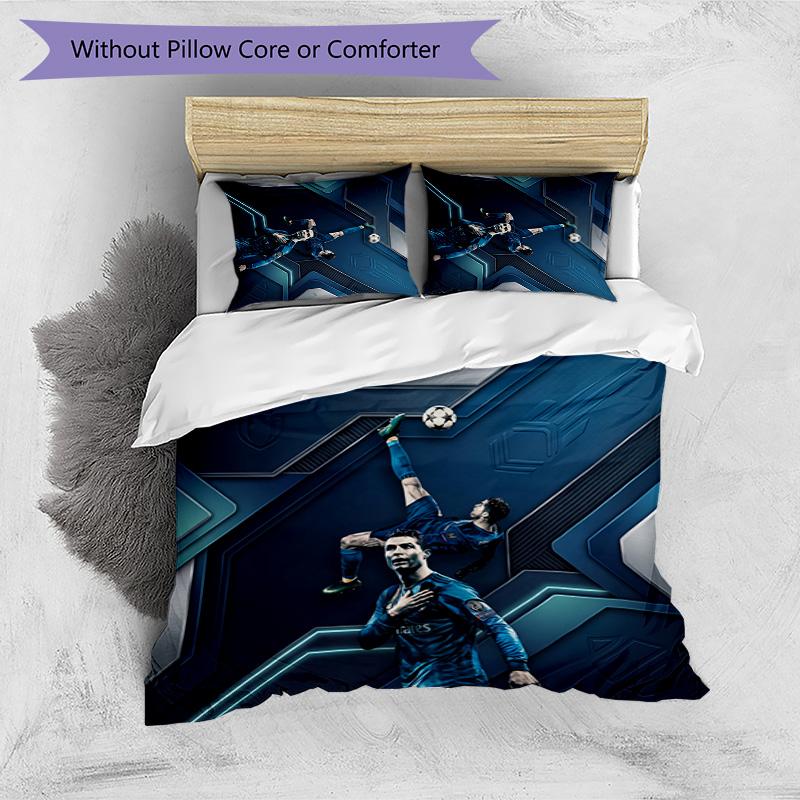Cristiano Ronaldo Printed Bedding 3 Piece Set Cozy Breathable Bed Cover Set as Housewarming Holiday Gift