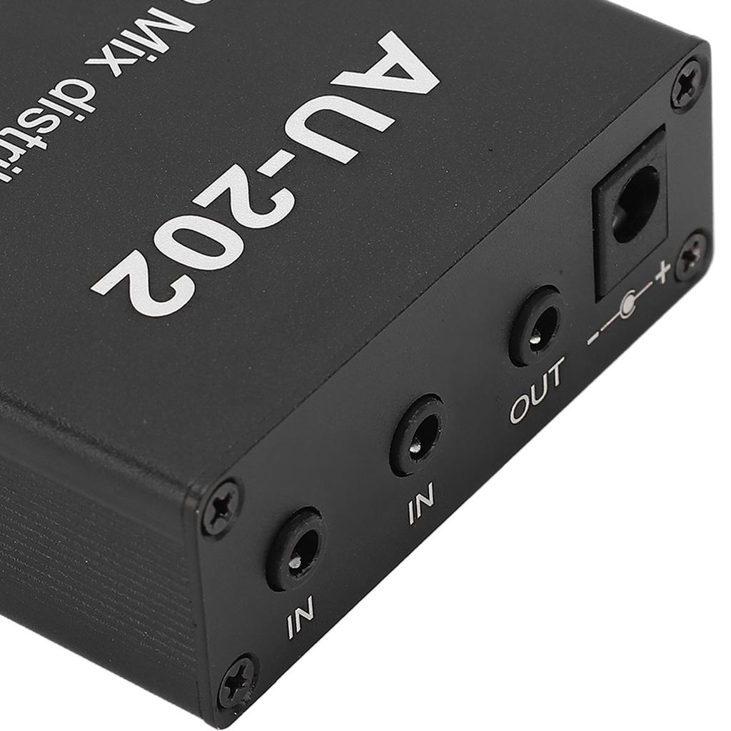 Stereo Mixer Audio Distributor 2 Input 2 Output 3.5mm Jack Plug and Play Aluminum Alloy Audio Mix Amplifier