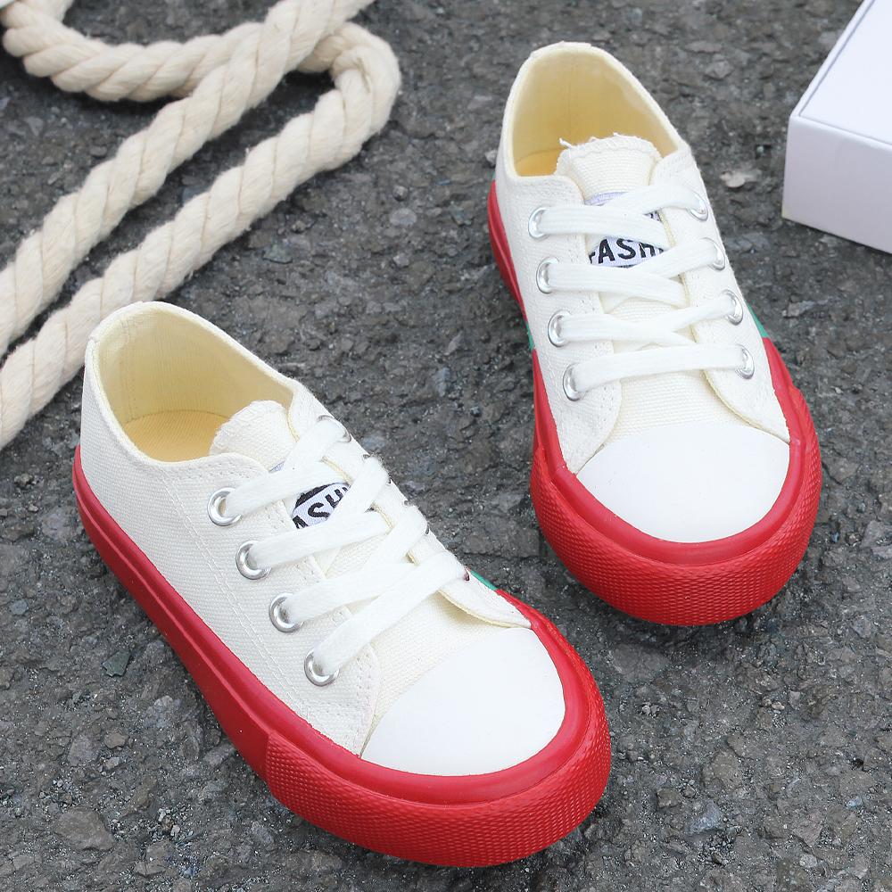 9059 Ventilate Solid soft soled children's canvas shoes, boys' and girls' lace up high top fashionable board shoes