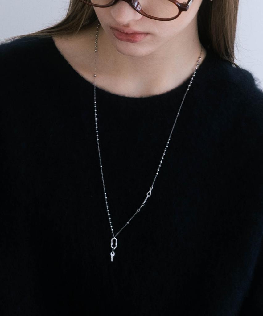 Pearly More Key Oval Chain Necklace_Pm25N012Wt