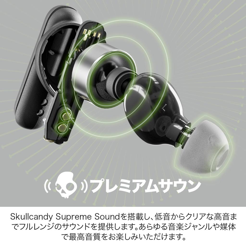 Official Skullcandy Store Smokin' Buds Wireless Earbuds, Bluetooth 5.2 with Mic, Deep Bass, Up To 20 Hours of Playtime, IPX4 Waterproof, Compact, Incl