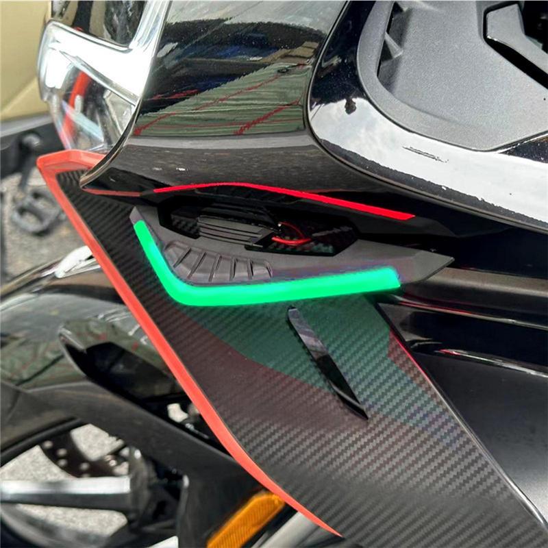 Motorcycle Front Winglets 2X Motorbike Spoiler Wing With LED Dynamic Wing Sticker For Electric Bikes Motorcycle Modification