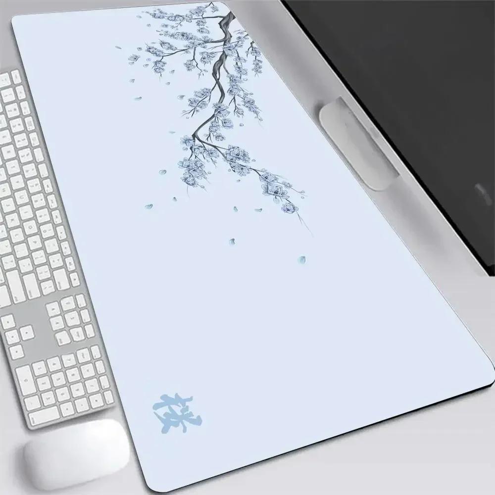 Podložka pod myš Japonská třešeň XXL Šedá Laptopy Herní podložka na stůl Sakura Podložka pod myš Anime Kancelář Hráč Klávesnice Počítačový stůl Koberec