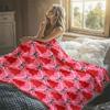 Pink Star Dot Texture Flannel Blanket Warm Soft Halloween Christmas Decorative Couch Warm Cozy All-Season Gift