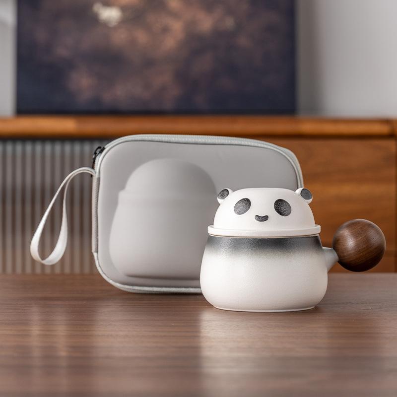Cultural and Creative Panda, Mutton Fat, Jade Porcelain, Portable Travel Tea Set, Coffee Cup, Coffee Cup, Modern Light Luxury, Business High-end Gifts