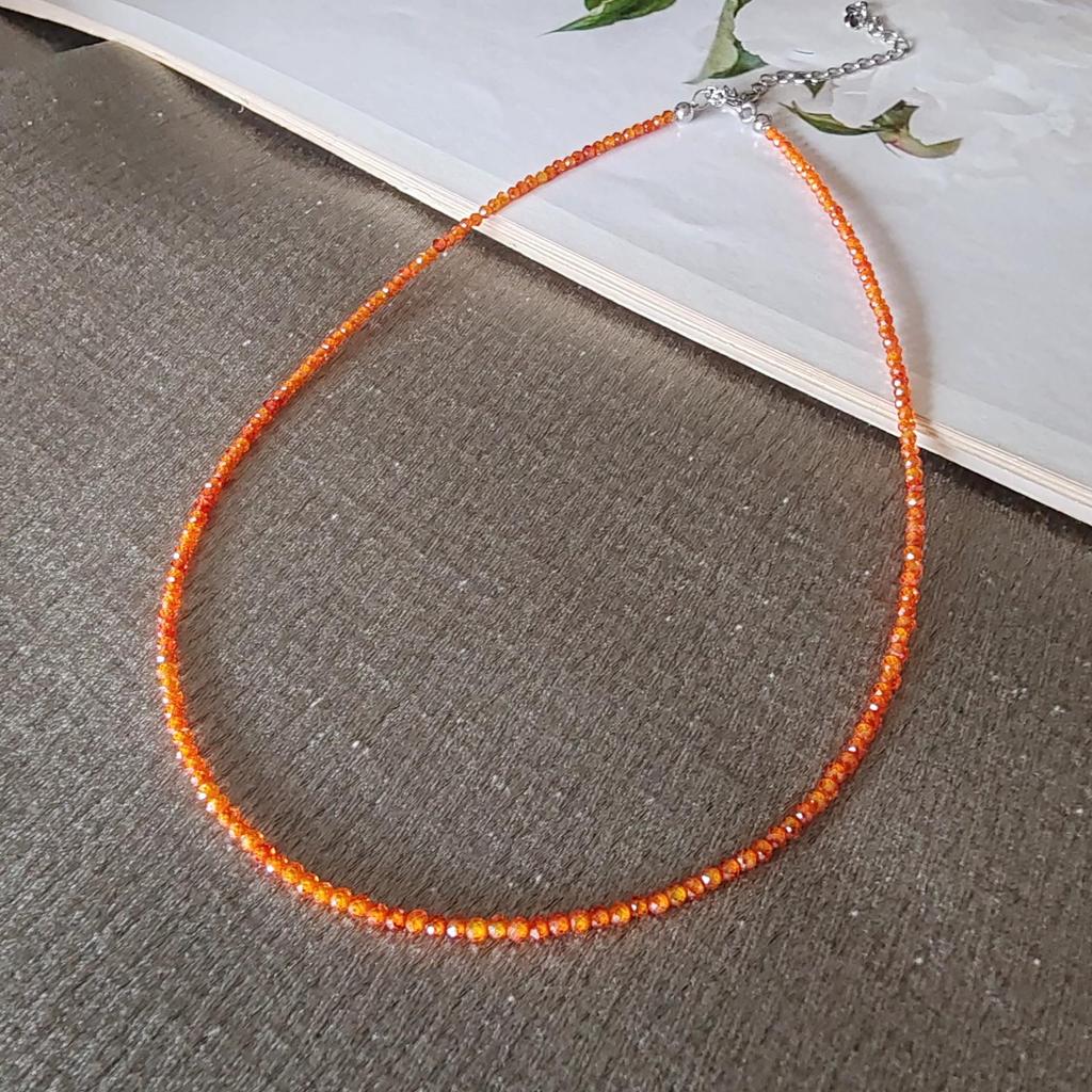 Delicate Japanese-Korean Zircon Beaded Crystal Necklace: Versatile Summer Accessory