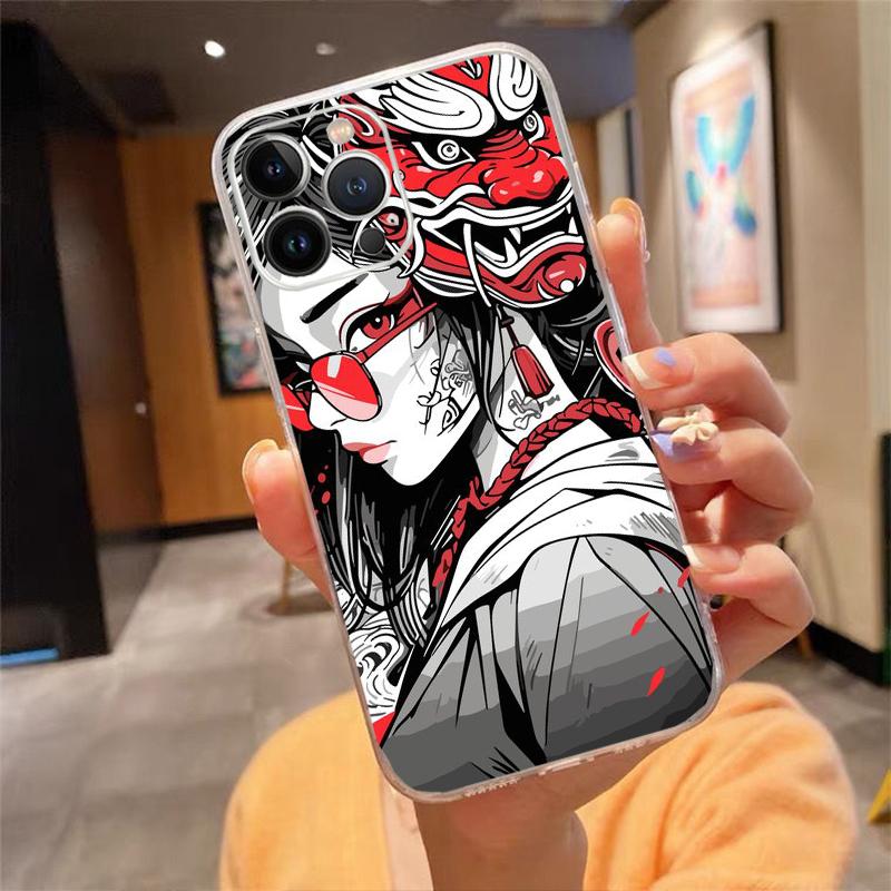 

Phone Case For iphone 17 Pro Max 17Pro 17Air 16 15 14 13 Pro Max 15 16 Pro 15Plus Anime Girl With Oni Mask iphone 13
