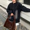 Borsa Sottobraccio a Rivetti Retro Stile Wasteland Borchie Metalliche Borsa da Moto, Borsa a Mano da Donna in Pelle Cerata ad Olio Marrone Borse a Tracolla Laterali