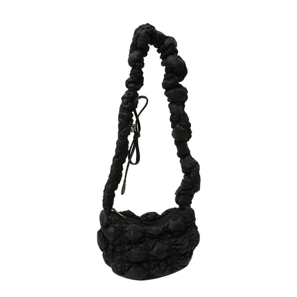 

Нейлоновая стеганая сумка кроссбоди однотонная сумка на плечо портативная женская повседневная сумочка для девочки чёрный