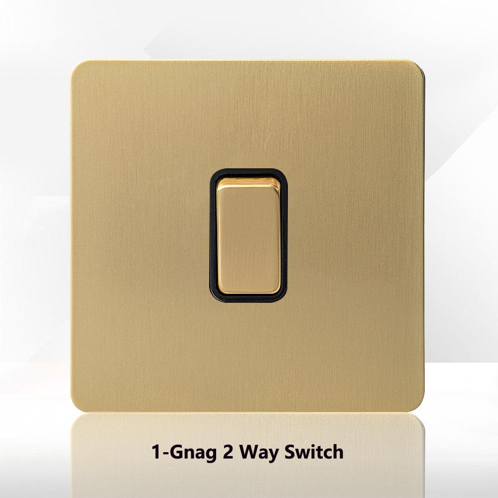 LangYeao Stainless Steel Wall Switch Socket UK Standard,1/2/3/4 Gang 1/2 Way Toggle Light Switch EU Sockets for Homes Hotels