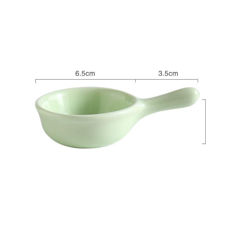 

Japanese Style Ceramic Seasoning Dish with Handle Small round Salad Dressing Plate for Tomato Chili Vinegar Soy Kitchenware зелений