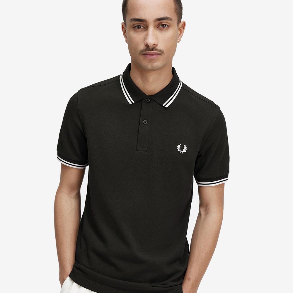 Fred Perry [M3600] Twin Tip Fred Perry Shirt - Night Green/Snow White M3600-T50