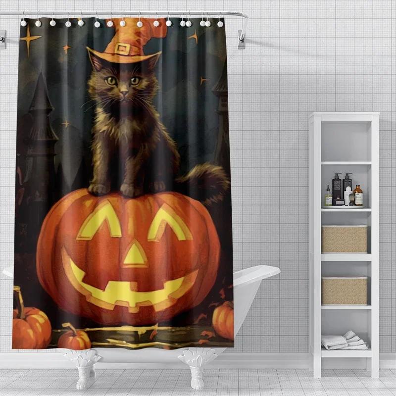 Home shower curtains for bathroom waterproof fabric Modern Nordic style Living Room curtain Halloween Autumn Pumpkin decoration