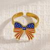 Yousheng 250th Anniversary Jewelry Set, USA Flag Pattern Bowknot Stud Earrings, Adjustable Fit Choker Necklace, Independence Day Commemorative Bow