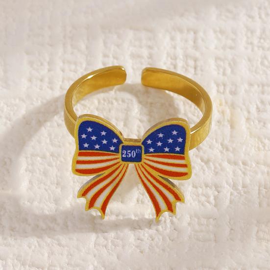 Yousheng 250th Anniversary Jewelry Set, USA Flag Pattern Bowknot Stud Earrings, Adjustable Fit Choker Necklace, Independence Day Commemorative Bow