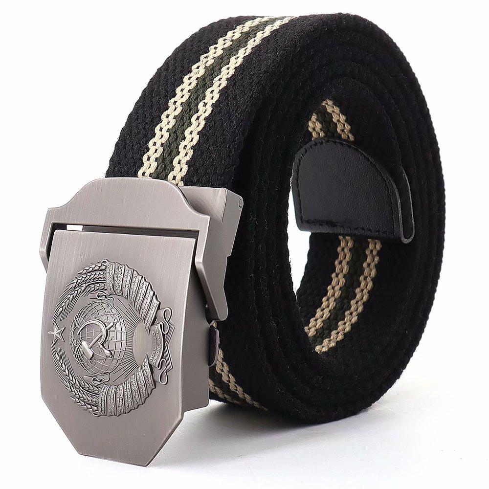 Men & Women Belt 3D Soviet National Emblem Canvas Belt Soviet CCCP Memory Military Tactical Belt