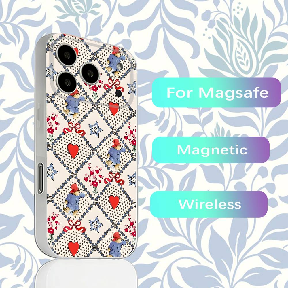 

P-PaddingtonS Bear Cute Phone Case For iPhone 15,16,17,13,14,11,12,Pro,Max,Plus,E,Air,Mini with Magsafe Transparent Matte iPhone13PRO