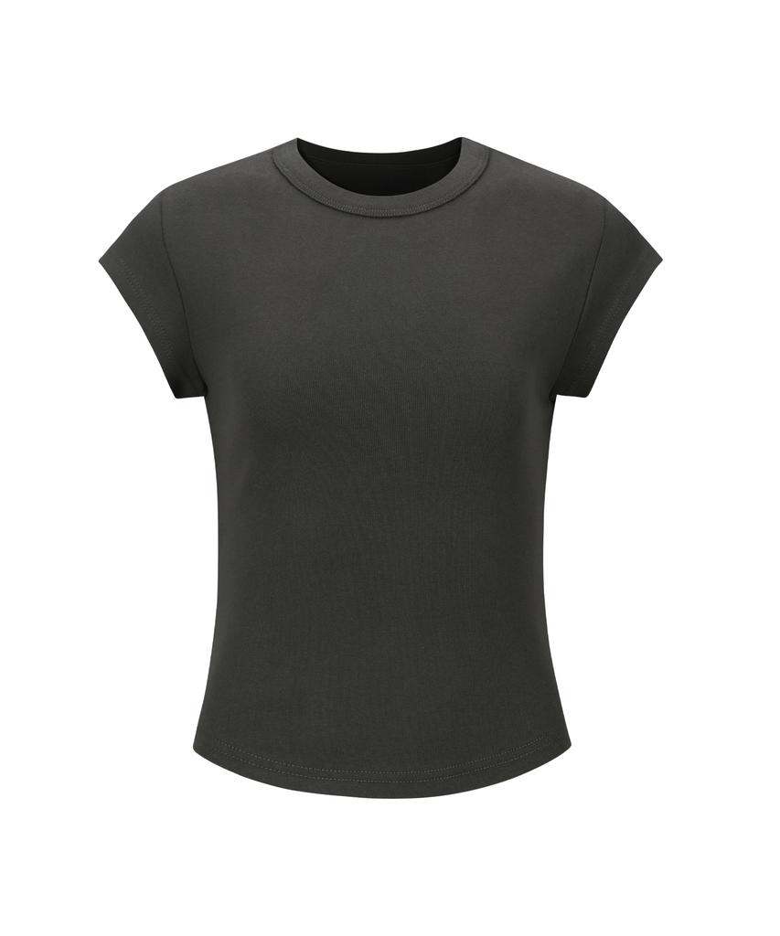 Kyuliti C 90S Line Basic T-Shirt_Charcoal