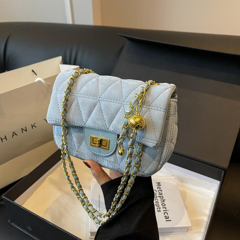 Rhombus chain bag women's autumn and winter new versatile niche shoulder messenger bag high-end small square bag