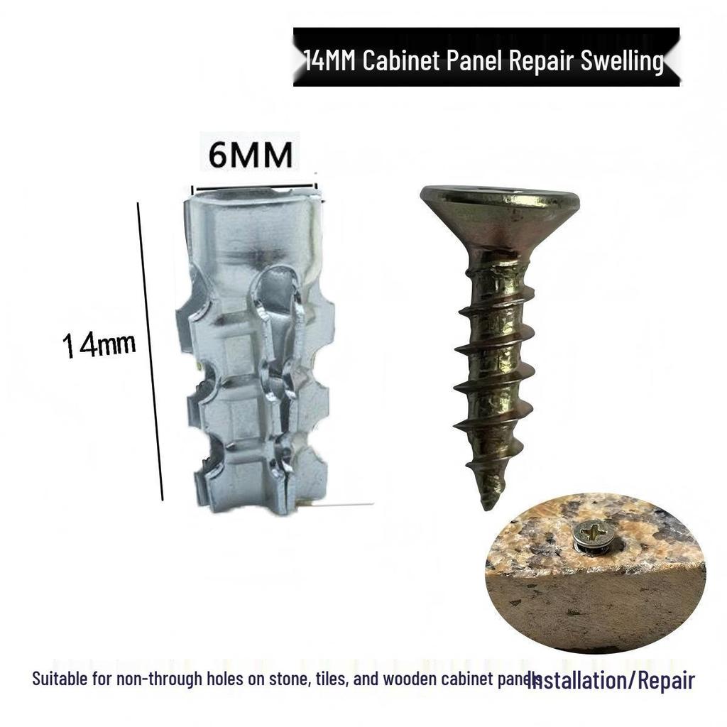Short Expansion Screws for Stone Tile Cabinet Hinges, Door Thread Repairer 6x14