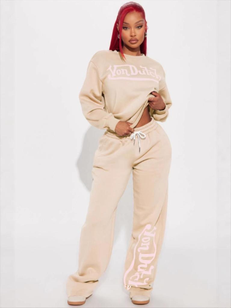 Dámská sada s potiskem Von Dutch: Volné, ležérní a módní Streetwear pro pohodlné každodenní nošení.