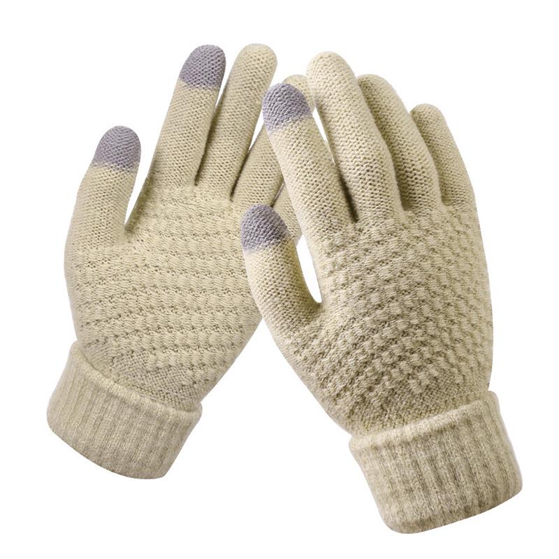 Winter Touchscreen Handschuhe Damen Herren Warm Stretch Strick Fäustlinge Imitatwolle Vollfinger Guantes Häkeln Luvas Verdicken Handschuhe