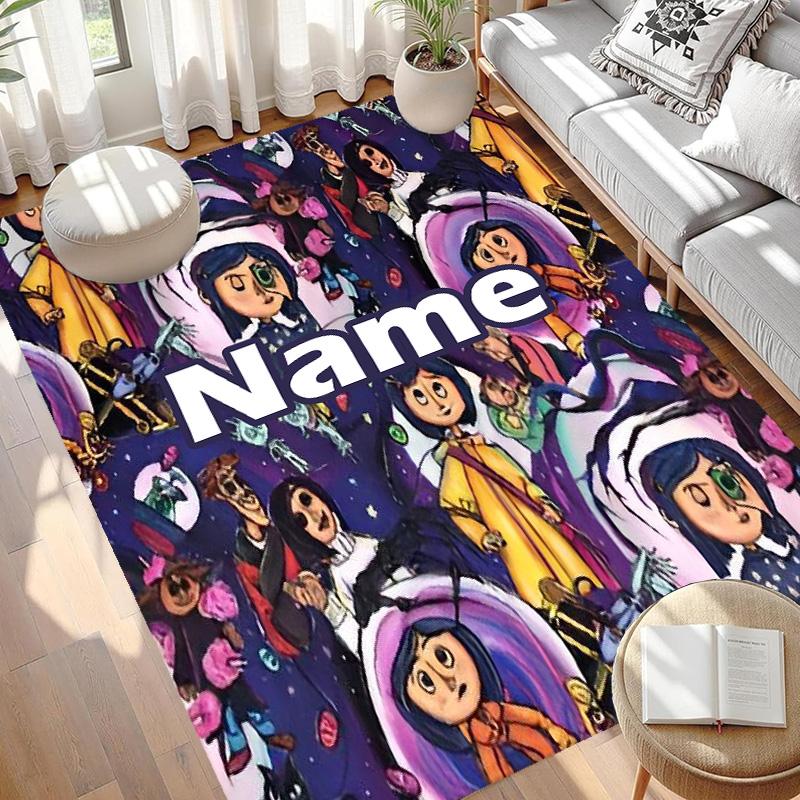 Custom Name Personalized Coraline Print Carpet, Versatile Home Decor Rug, for Playroom, Apartment, Balcony, Entryway, Hallway Gift