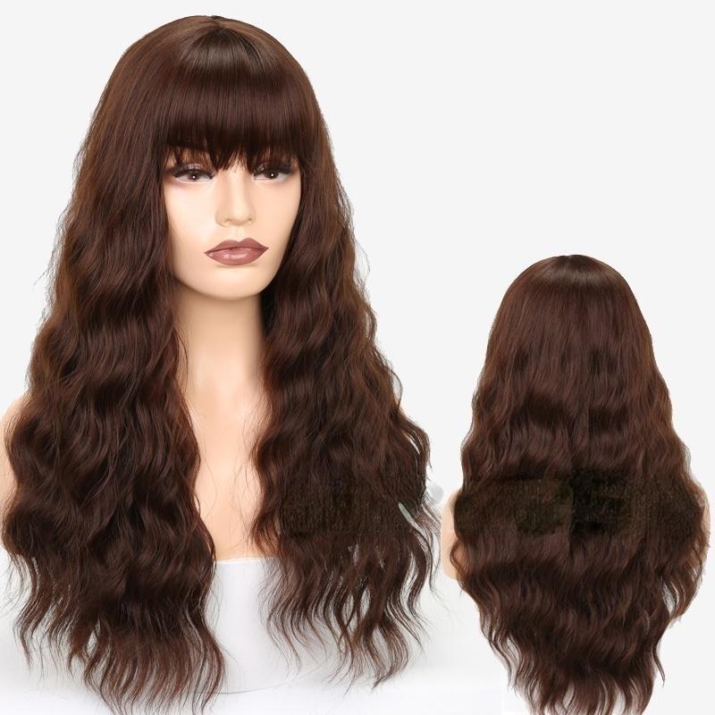 

Женская мода с длинным вьющимся париком с челкой 8-33