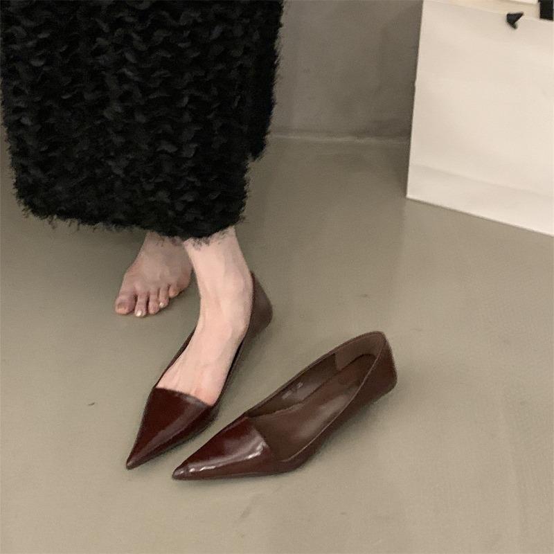 Damen spitze Lackleder Ballerinas zum Hineinschlüpfen Minimalistisch Elegant Freizeit Schuhe