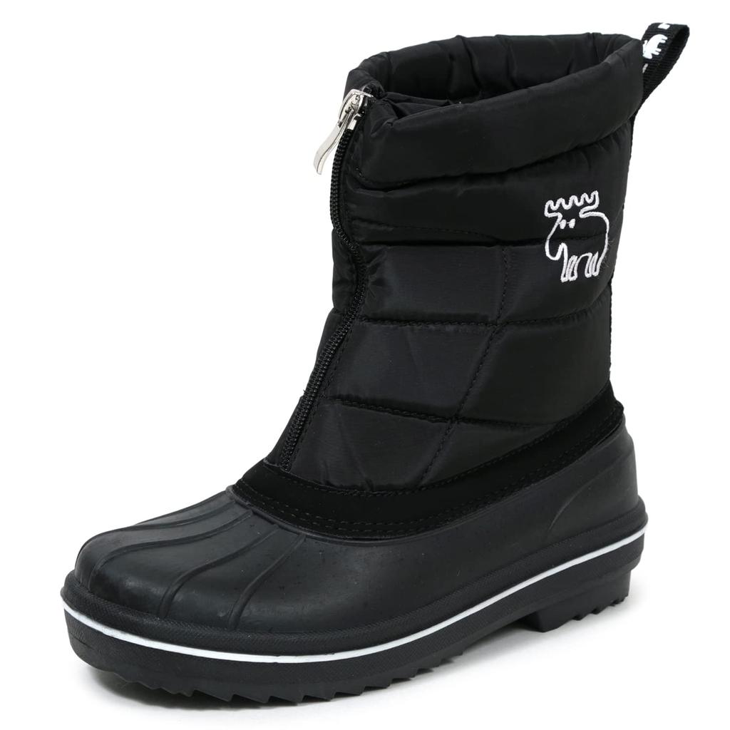 Mozu Bean Down Boots with Inner Boa and Center Zipper, Women's, Black, Size 24cm