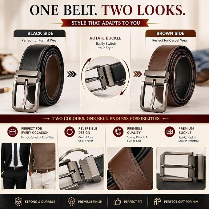 Man’s Gift Set | Combo with Wrist Watch, Reversible Belt, Leather Wallet & Long-Lasting Perfume | Gift For Man |