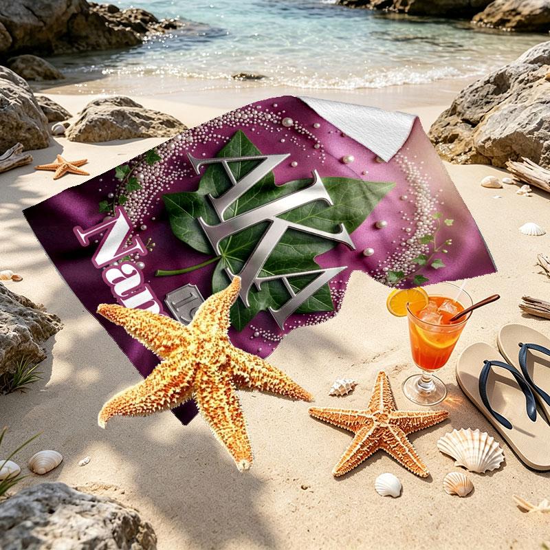 Custom Name Personalized Alpha Kappa Alpha Print Beach Towel, for Trip Camping Beach Party Home Decor, Birthday Gift for Family & Friends
