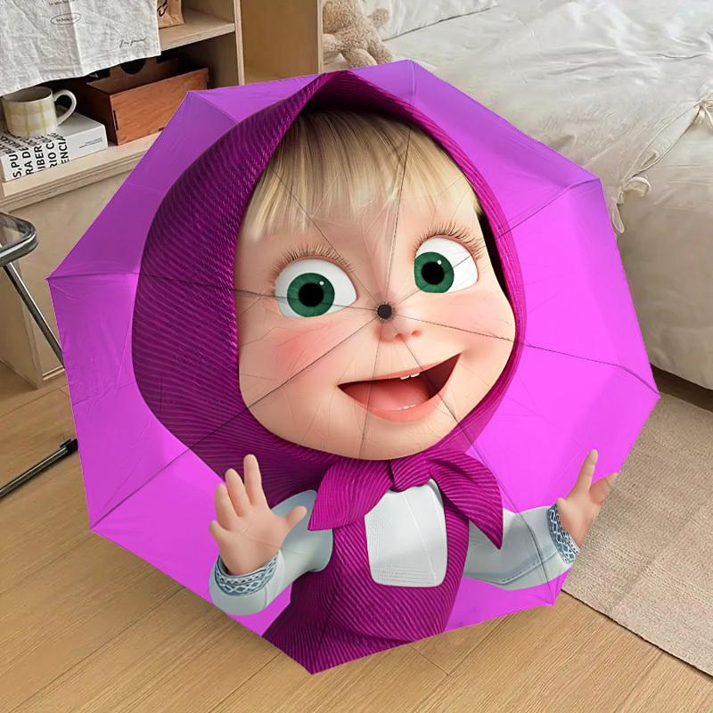 

1pc Masha Automatic Folding Umbrella, Portable Collapsible Design, Casual Outdoor Accessory, 114
