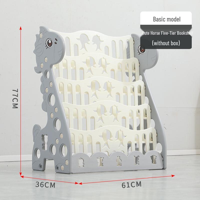 Kids' Floor-Standing Bookshelf & Toy Storage Rack - Plastic Cartoon Design