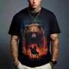 Vintage T-shirt For Men  Animal Bear Print T Shirts Short Sleeve