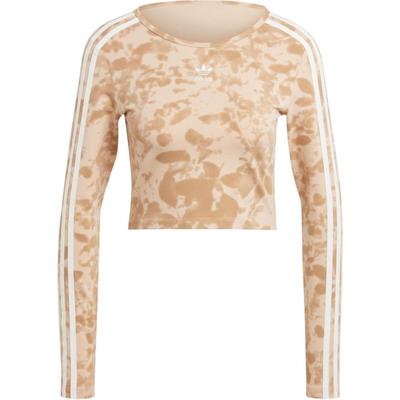 Originals 3-Strisce Stampa Tie-Dye Crop Manica Lunga Top Sportivo da Donna Top Giallo Cartone IY0780