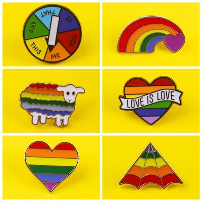Gay Pins Rainbow Heart Enamel Pins Sheep Love Is Love Badges On Clothes Jeans Metal Badges On a Backpack Set Stripe For Clothes