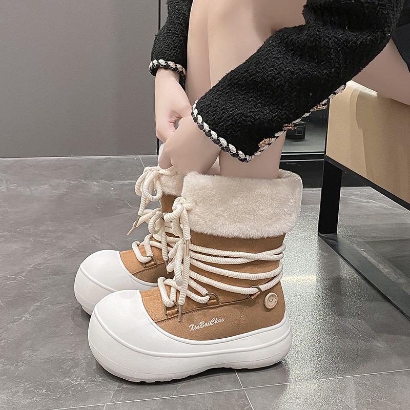 Fashion Snow boots, marlac boots, short hair long leg snow boots, winter style trendy thick-soled boots