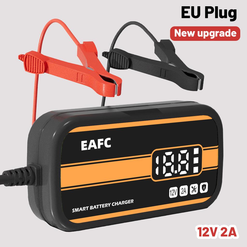 Chargeur de Batterie de Voiture 12V 2A Portable avec Affichage Numérique Charge Rapide Accessoires de Voiture Outil de Réparation d'Impulsion pour Moto Camion Auto
