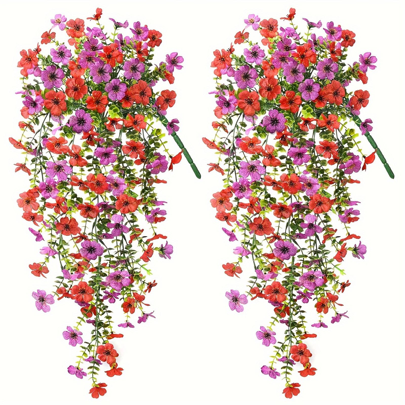 

1 шт/2 шт изысканные реалистичные шелковые ромашки подвесные цветы для улицы искусственные растения цветок орхидеи 2 Pcs красный/фиолетовый