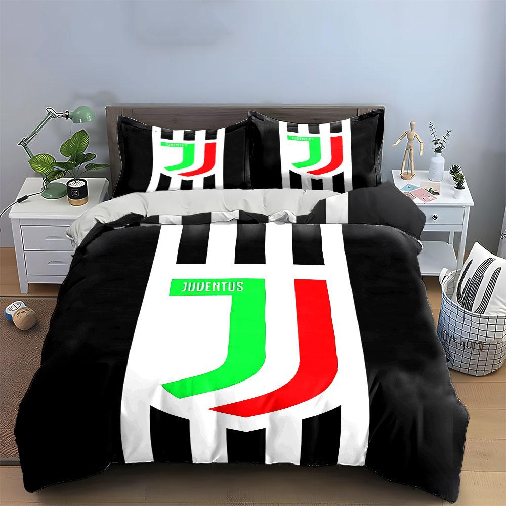 Juventus Black Striped Bedding Bedding Duvet Cover Set Duvet Cover Pillowcases  (1 * Duvet Cover 2 * Pillowcases, without duvet insert)