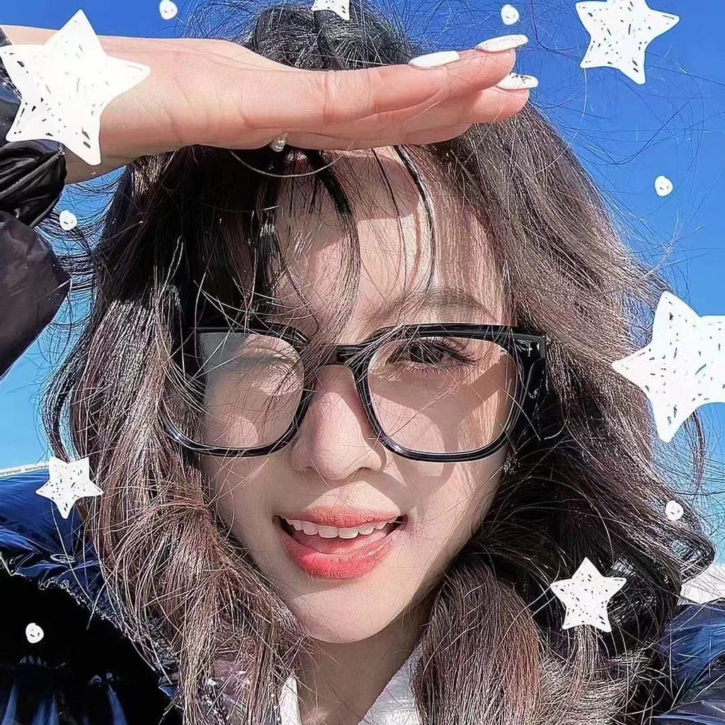 Myopia Glasses Retro Flat Glasses Black Frame Anti-blue Glasses