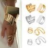 Hip Hop Exaggerated Wide Cuff Bangle/Finger Ring Stylish Geometric Jewelry Handmade Accessories for Women and Men