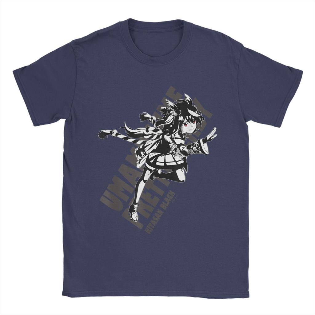 Umamusume Pretty Derby Kitasan Black Baumwoll-T-Shirt für Herren Sommer Lustige T-Shirts Rundhals Trendy Cooles T-Shirt Übergroße Oberteile